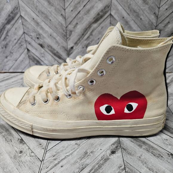 Converse Chuck Taylor All Star 70 Hi Comme des Garcons Play Creme Mens 9 - Picture 3 of 10